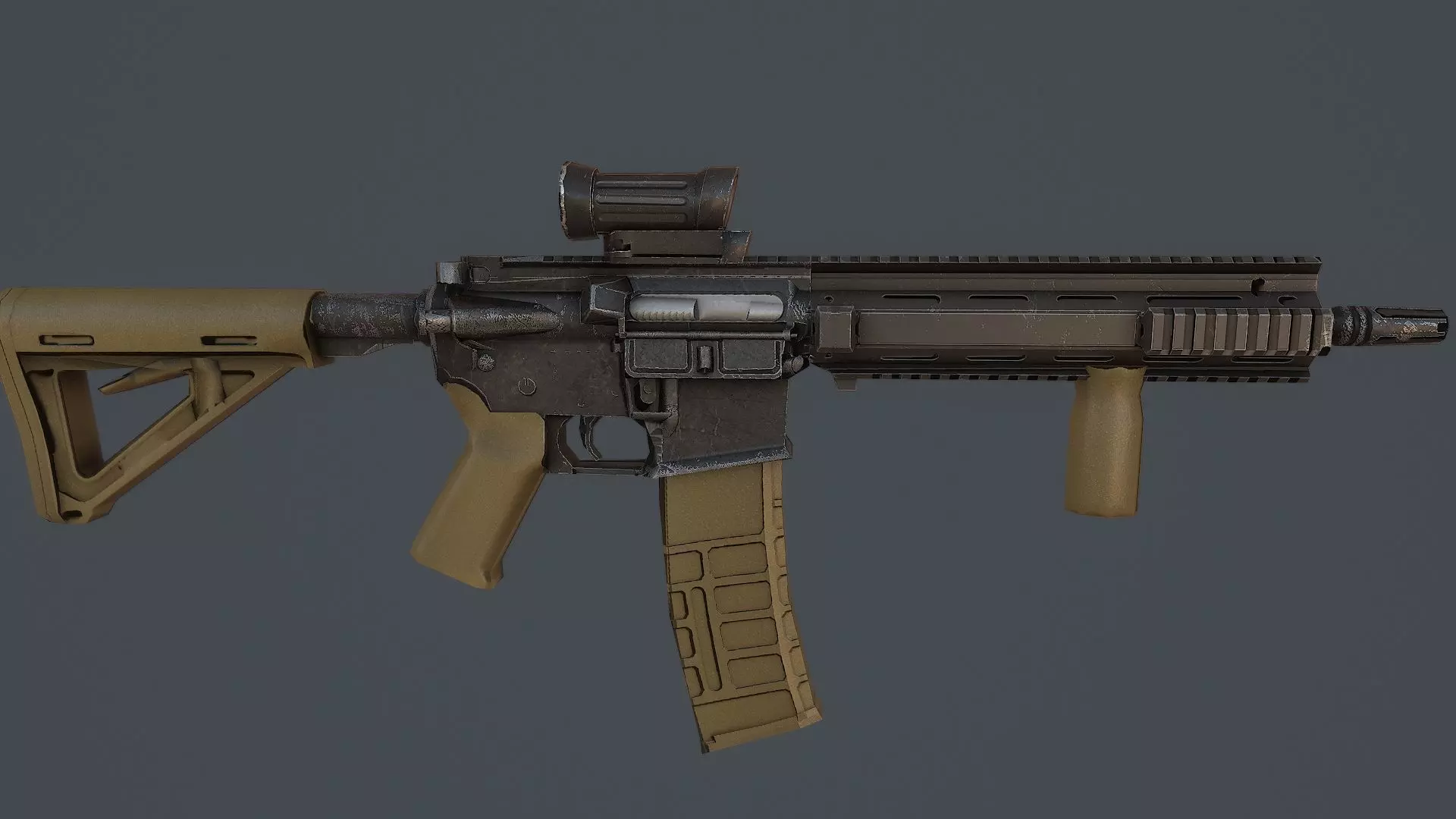 Assault Rifle l119a2 Low-poly 3D model_0