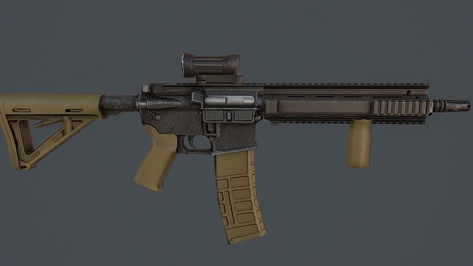 Assault Rifle l119a2 Low-poly 3D model