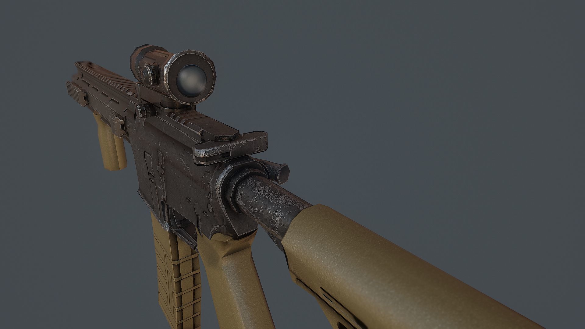 Assault Rifle l119a2 Low-poly 3D model_3