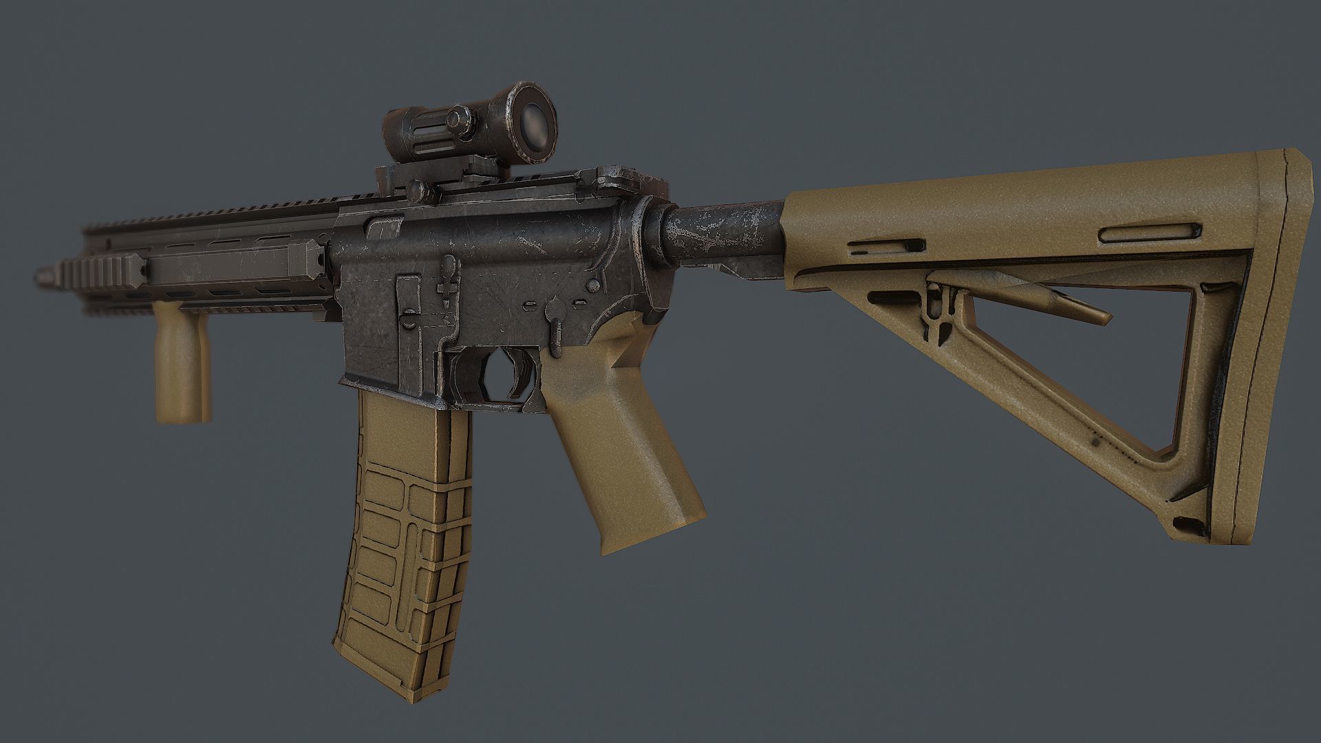 Assault Rifle l119a2 Low-poly 3D model_1