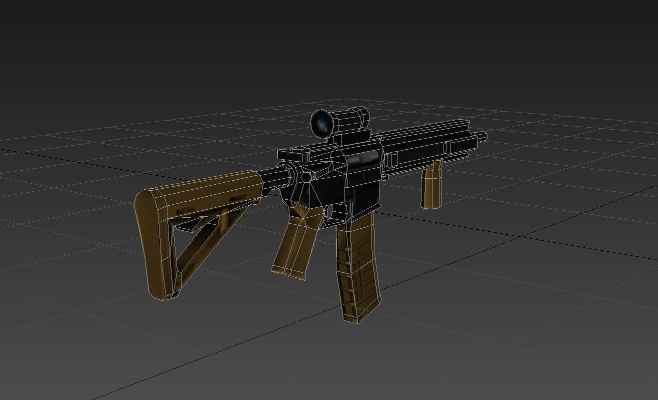 Assault Rifle l119a2 Low-poly 3D model_7