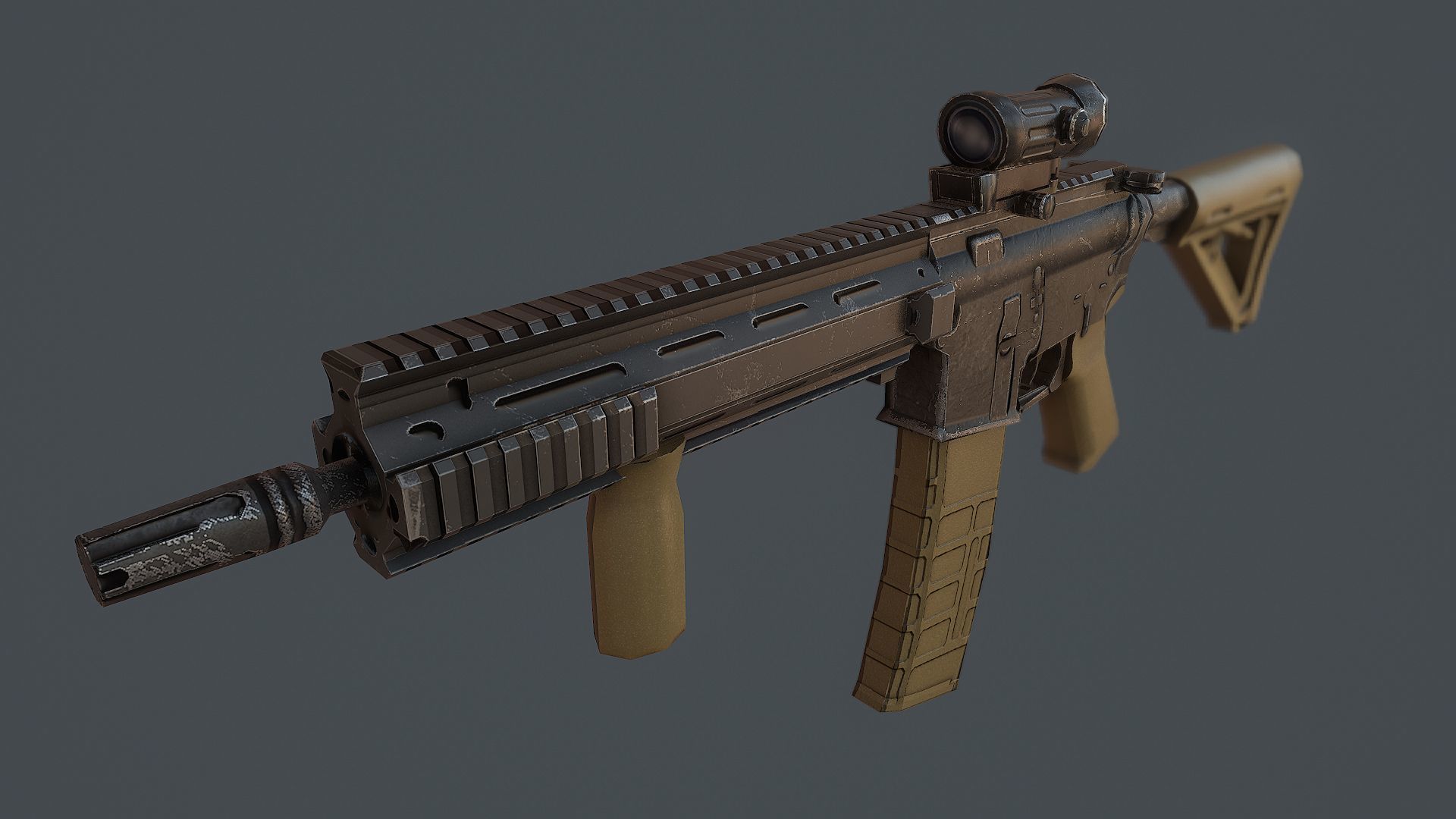 Assault Rifle l119a2 Low-poly 3D model_2