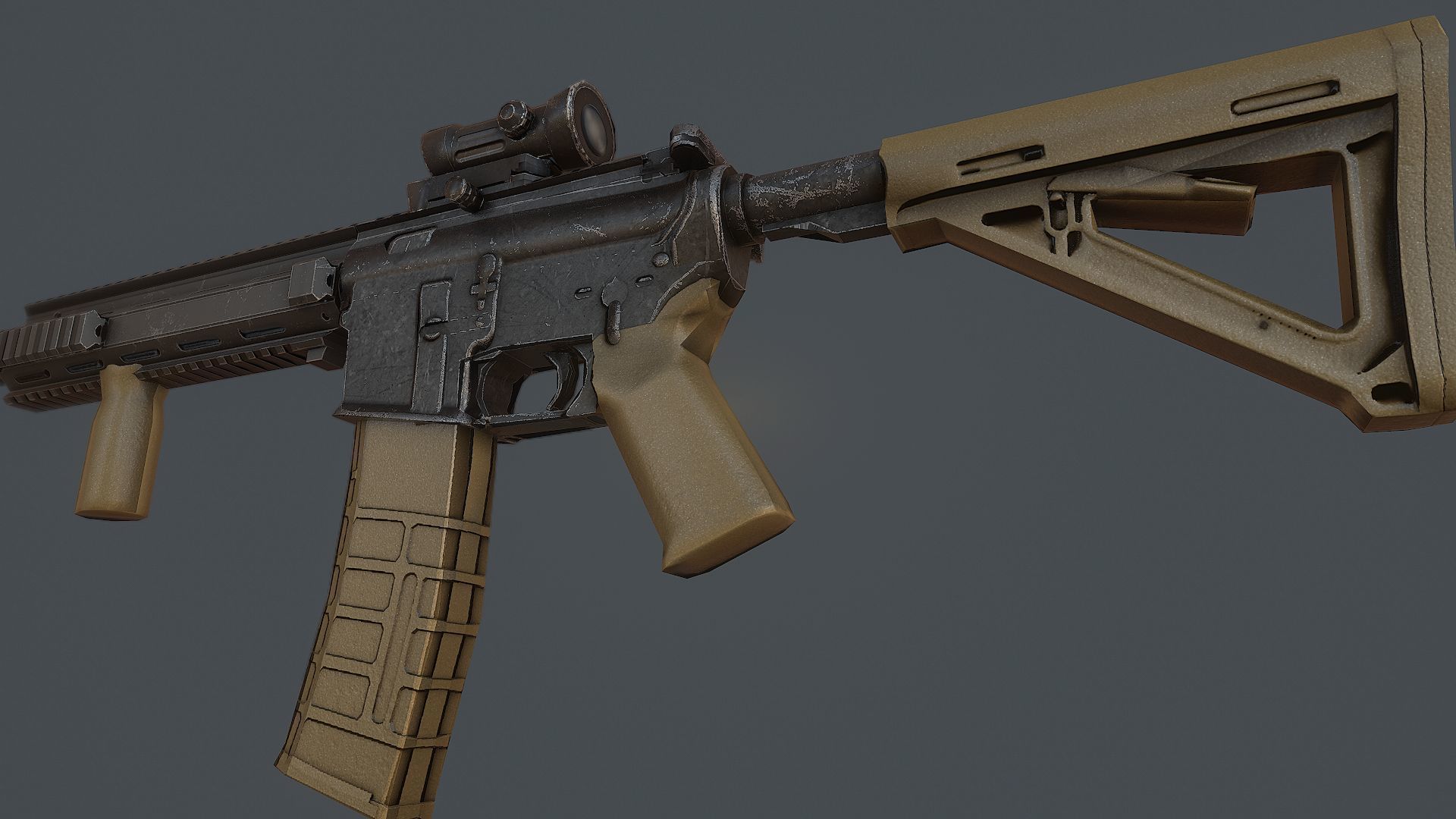 Assault Rifle l119a2 Low-poly 3D model_4