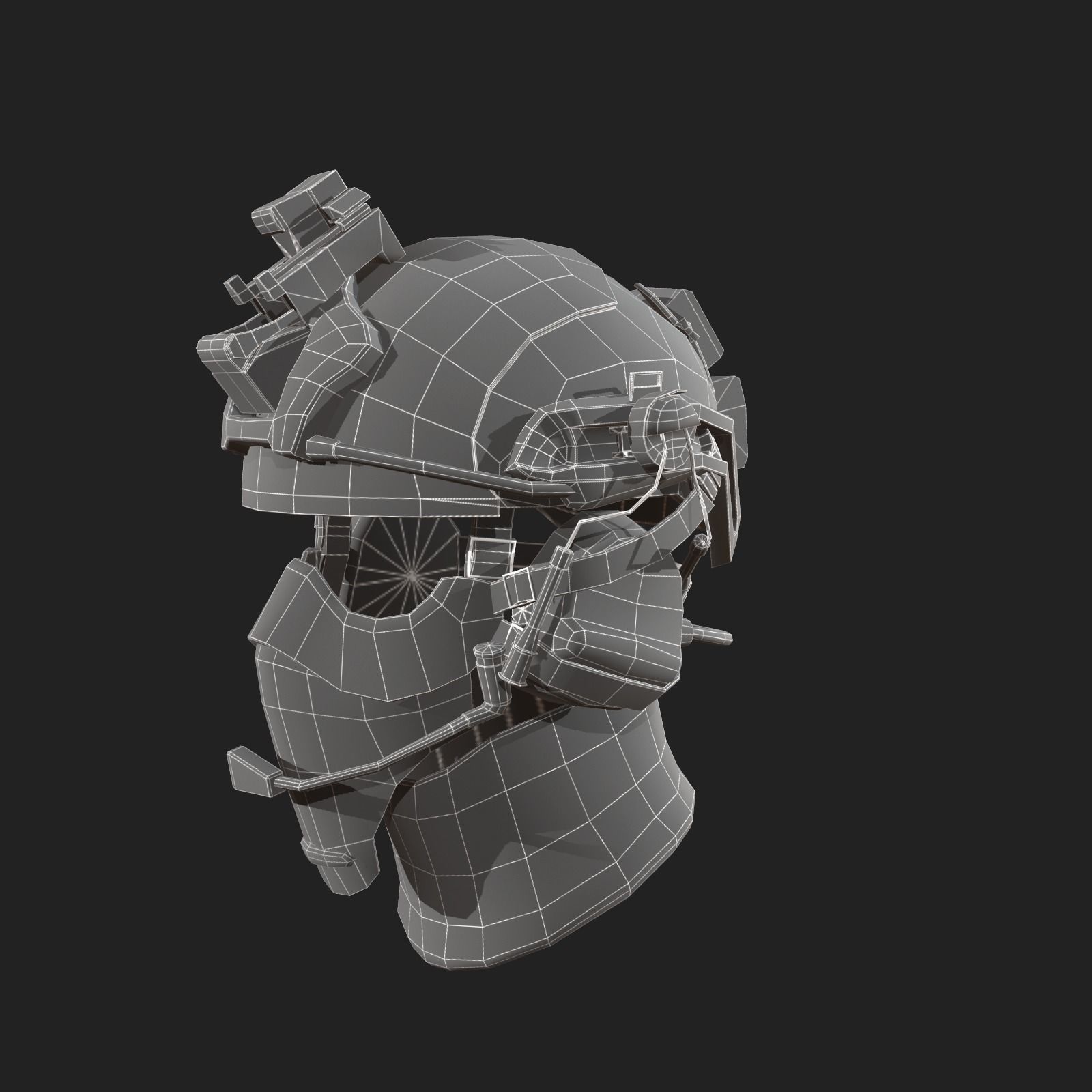 Military scifi helmet low poly  Low-poly 3D model_5
