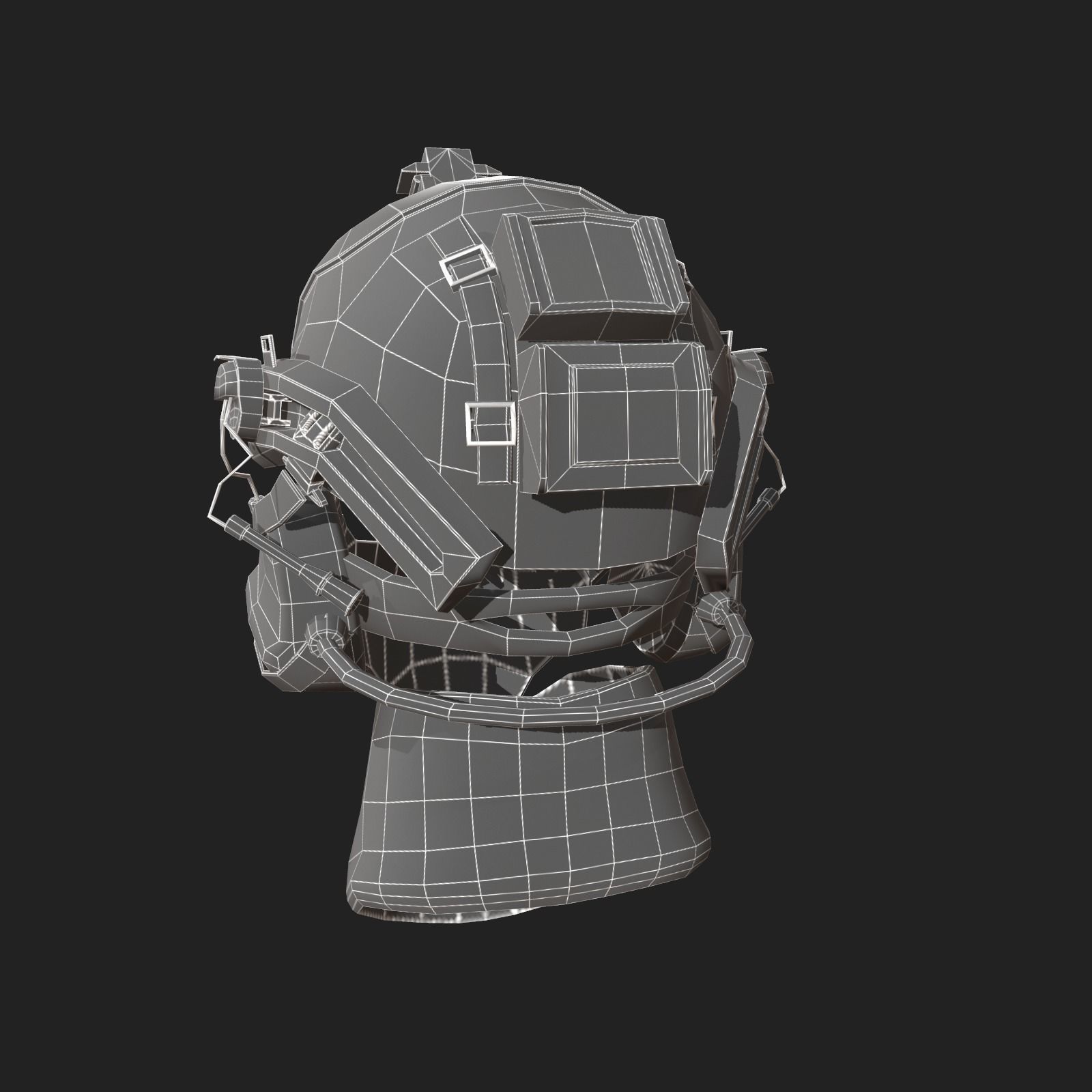 Military scifi helmet low poly  Low-poly 3D model_4