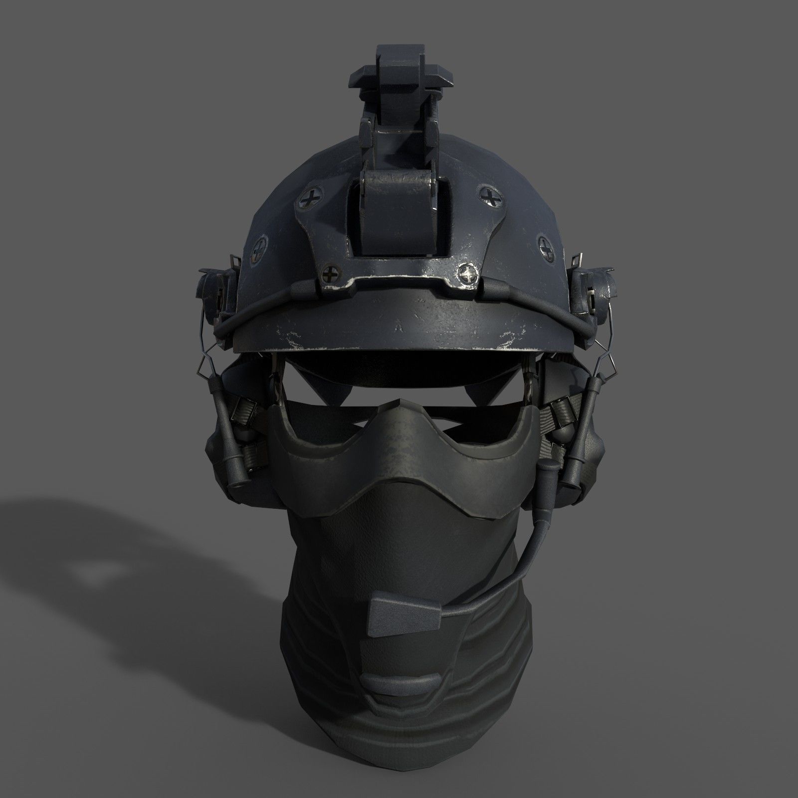 Military scifi helmet low poly  Low-poly 3D model_1