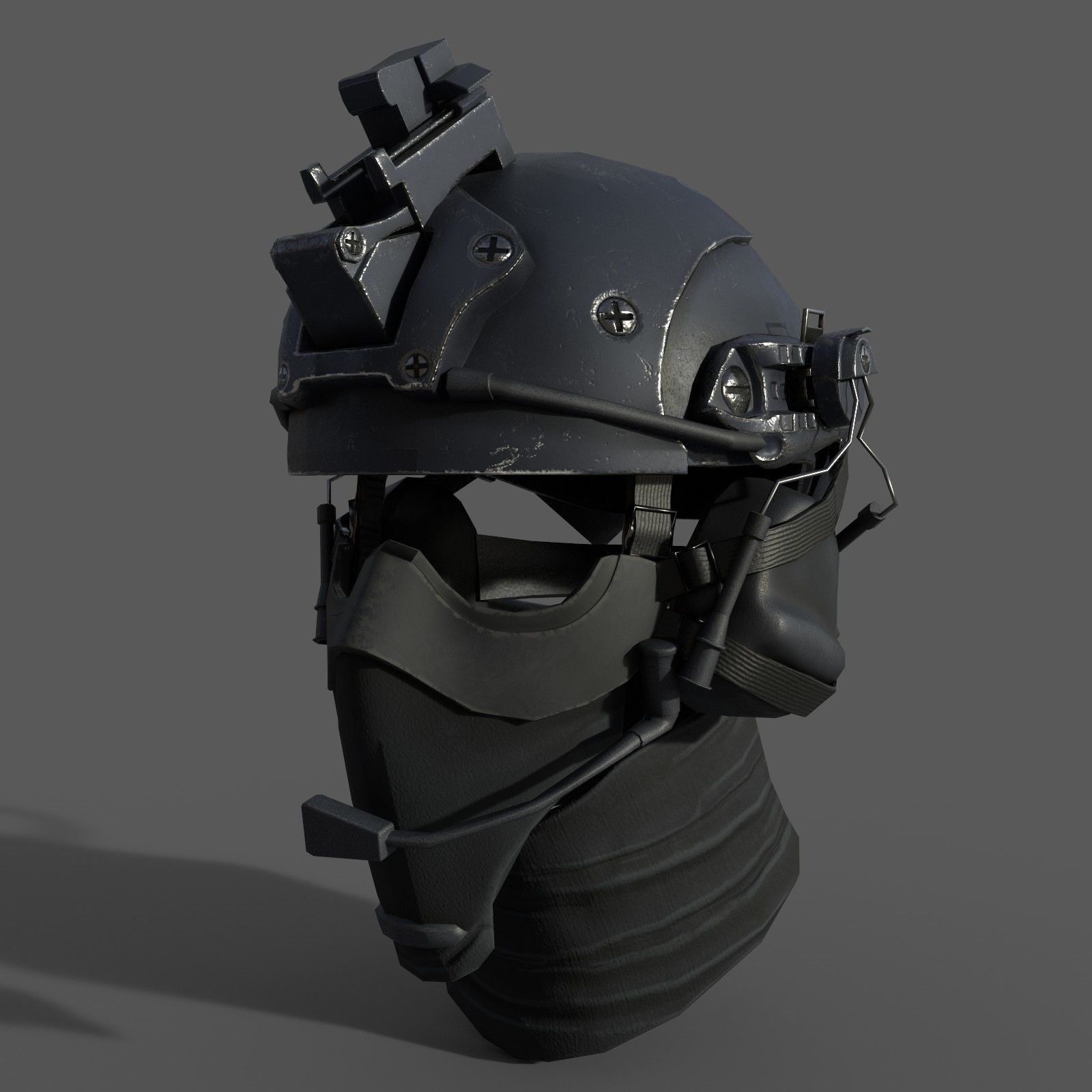 Military scifi helmet low poly  Low-poly 3D model_2