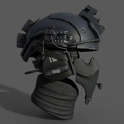 Military scifi helmet low poly  Low-poly 3D model