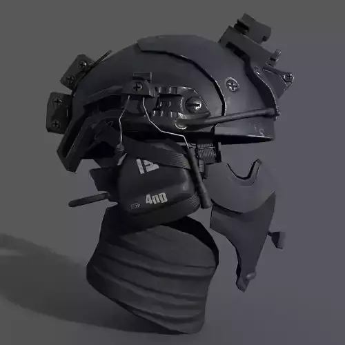 Military scifi helmet low poly  Low-poly 3D model