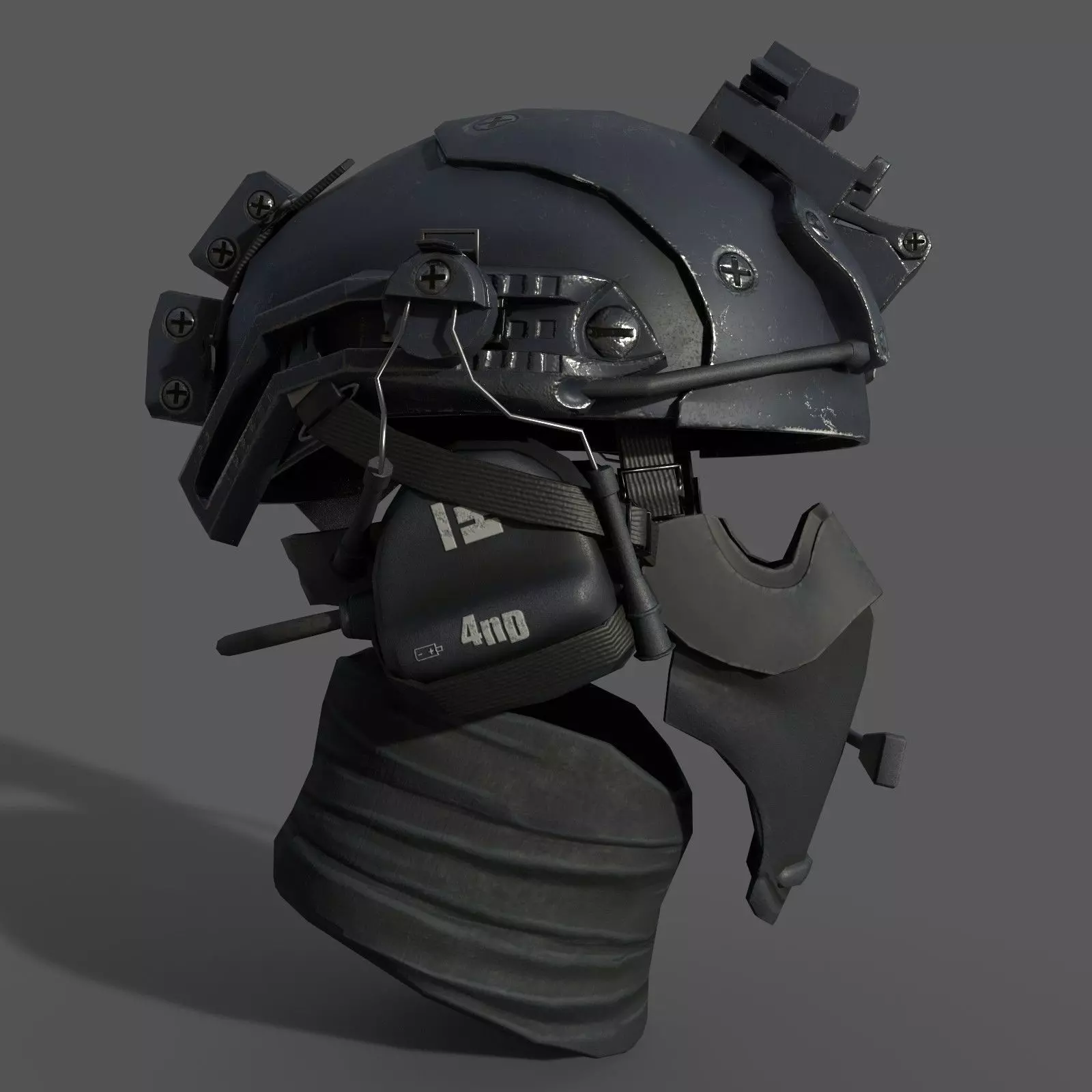 Military scifi helmet low poly  Low-poly 3D model_0