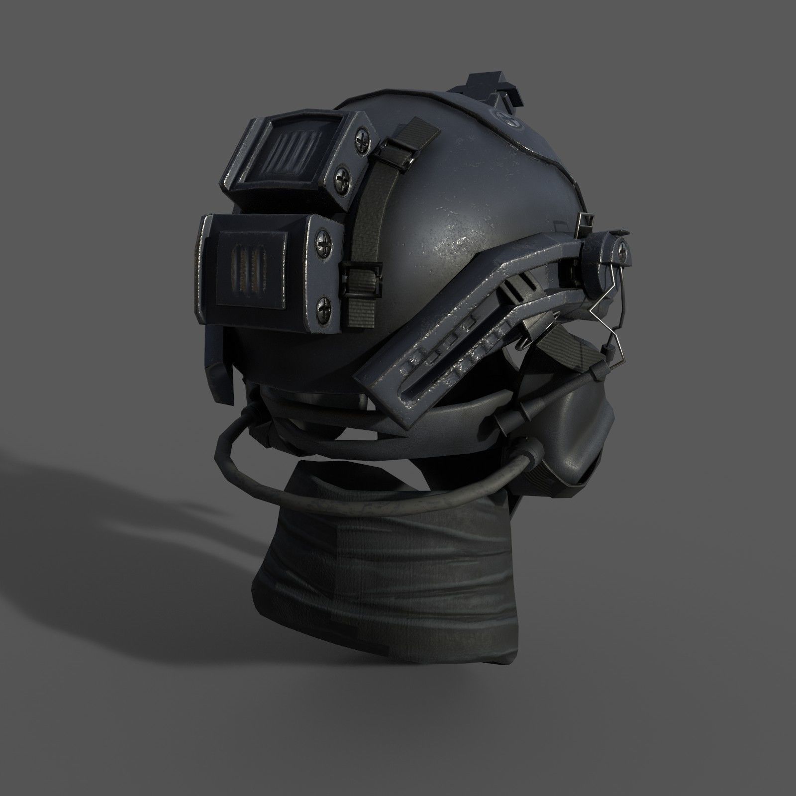 Military scifi helmet low poly  Low-poly 3D model_3