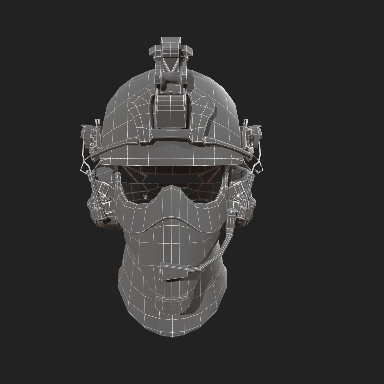 Military scifi helmet low poly  Low-poly 3D model_6