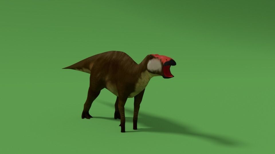 edmontosaurus dinosaur with long tail 3D model_2