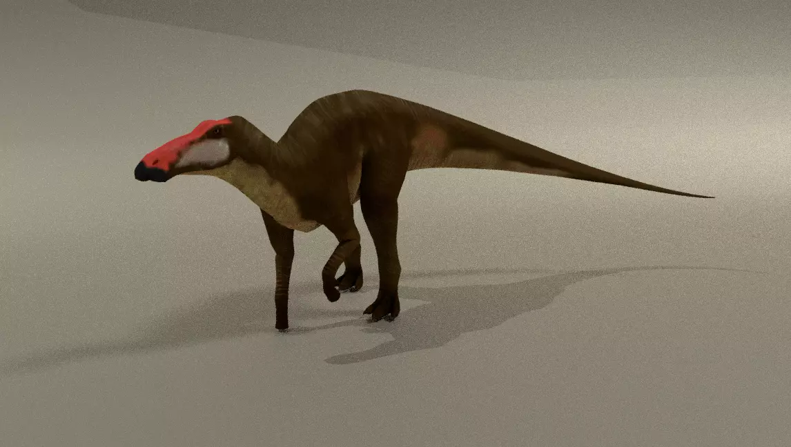 edmontosaurus dinosaur with long tail 3D model_0