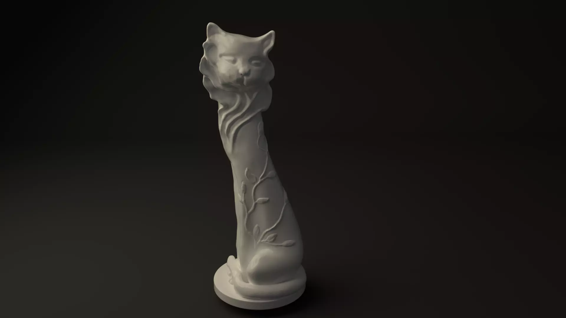 Cat sculpture 3D print model_0