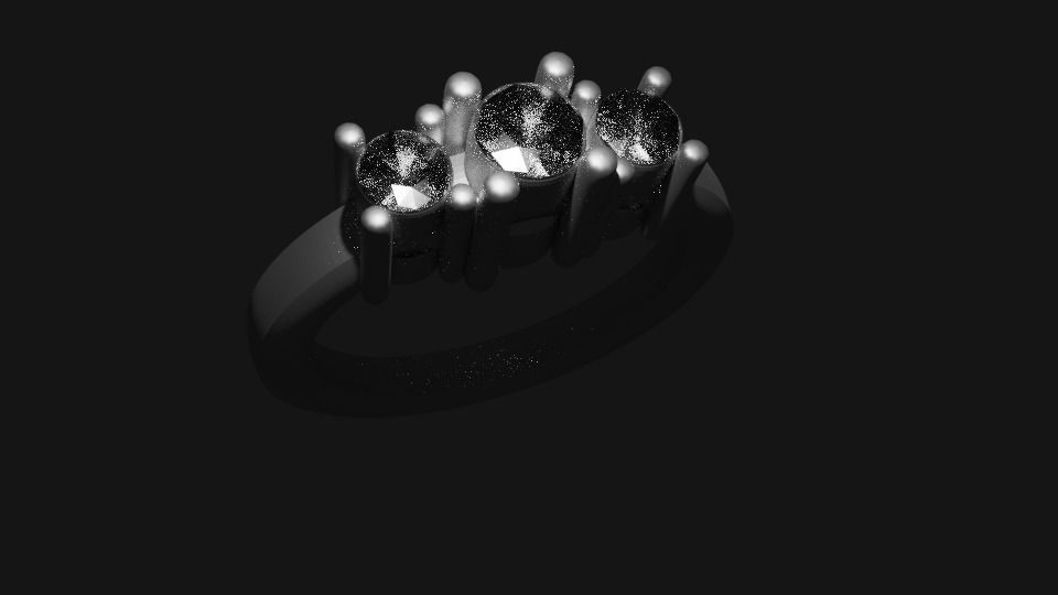 Silver Diamond Ring Free 3D model_4