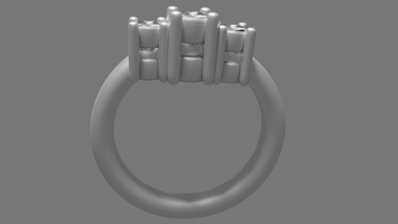 Silver Diamond Ring Free 3D model_3