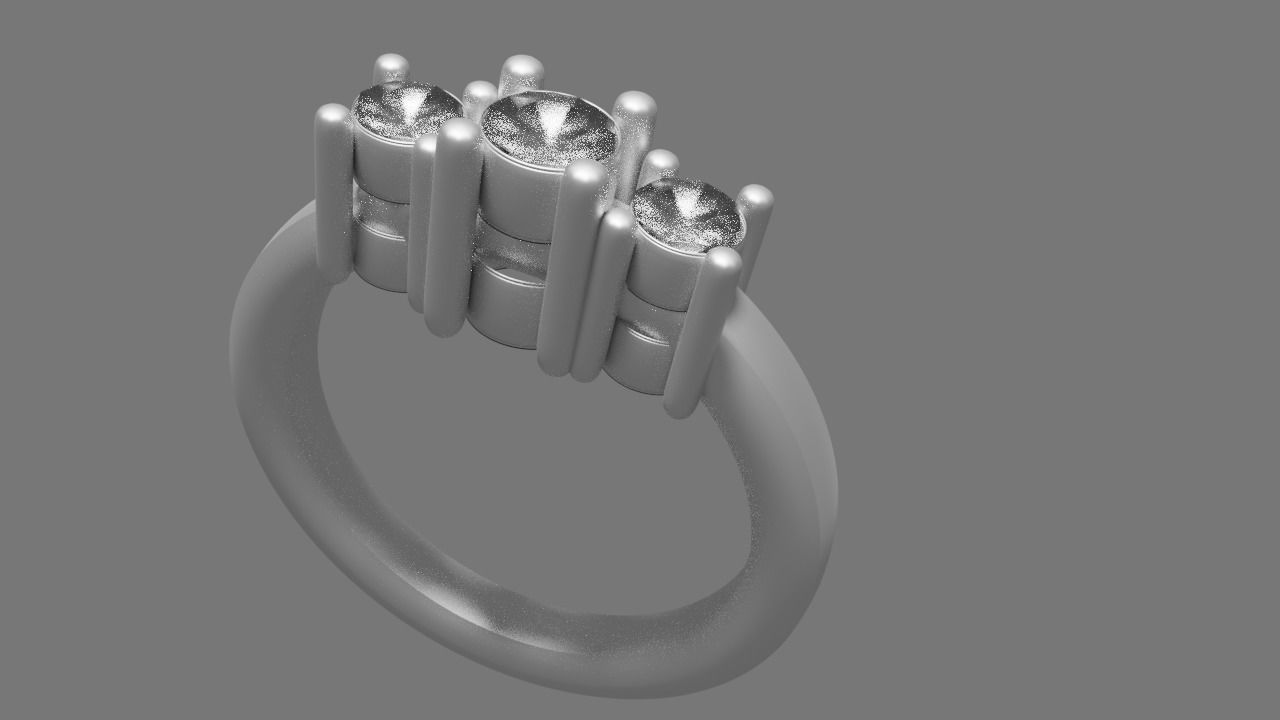Silver Diamond Ring Free 3D model_1