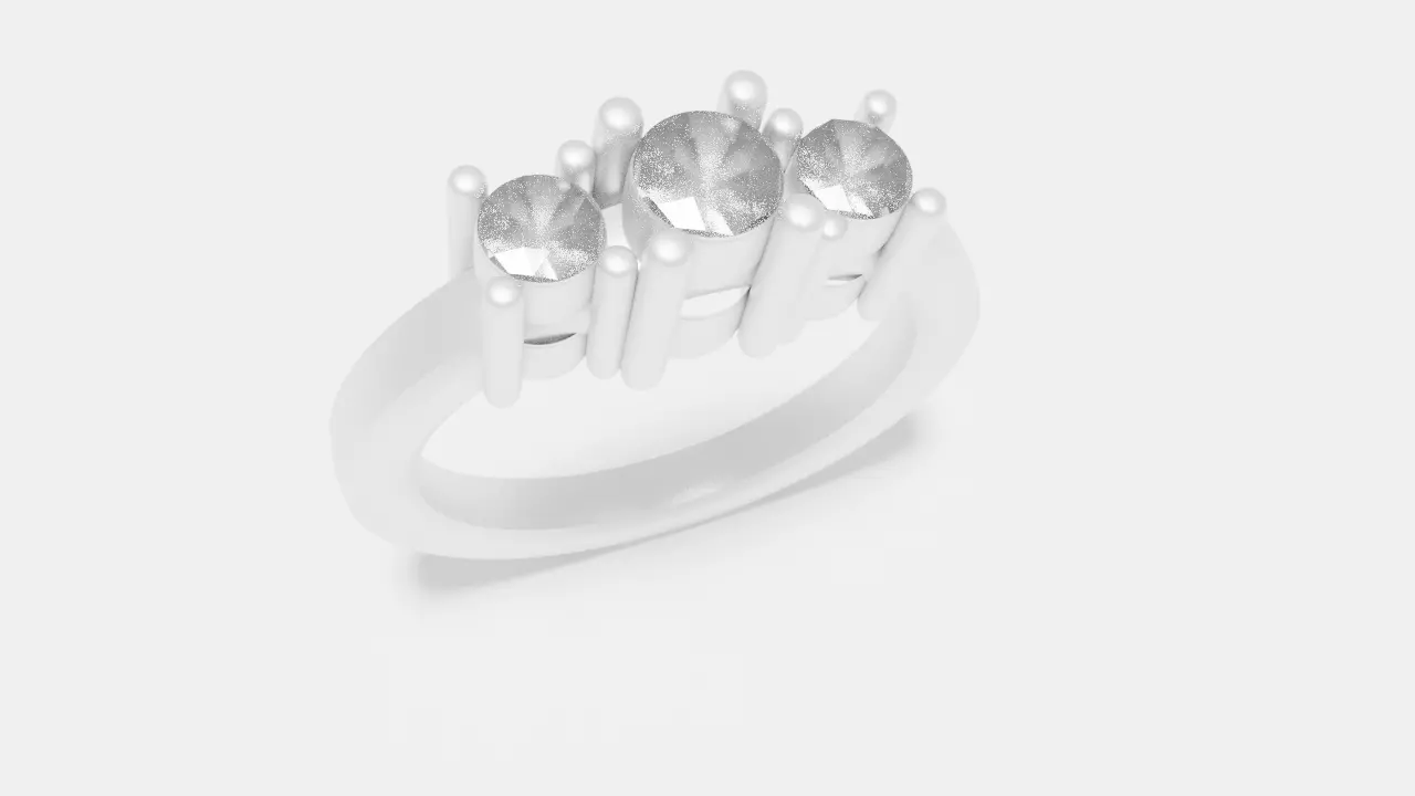 Silver Diamond Ring Free 3D model_0