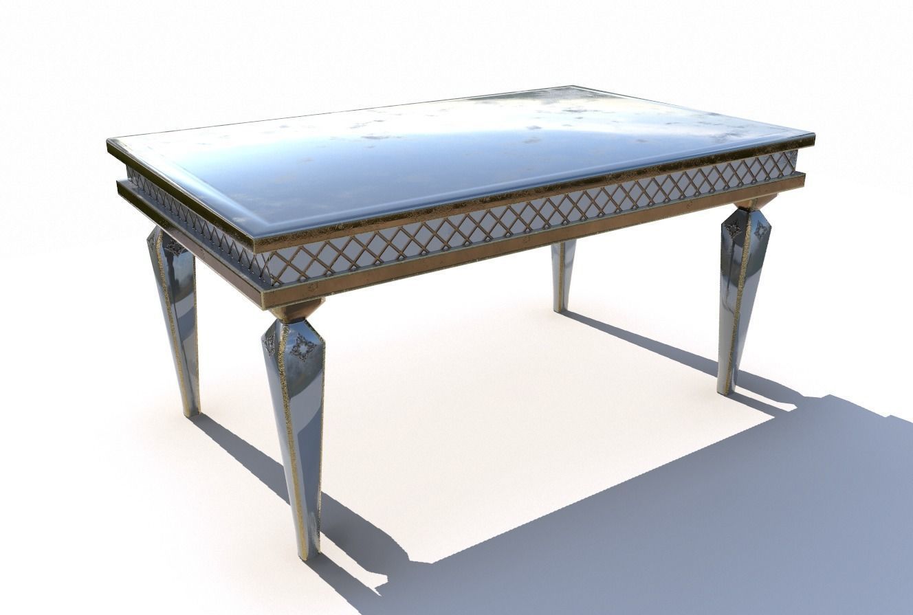 Metal dining table PBR Low-poly 3D model_4