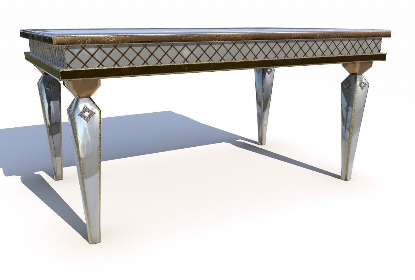 Metal dining table PBR Low-poly 3D model_5