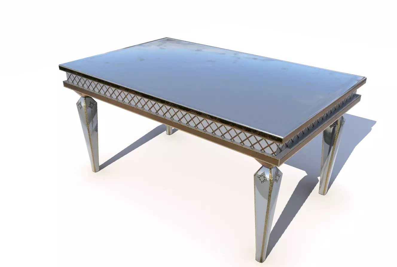 Metal dining table PBR Low-poly 3D model_0