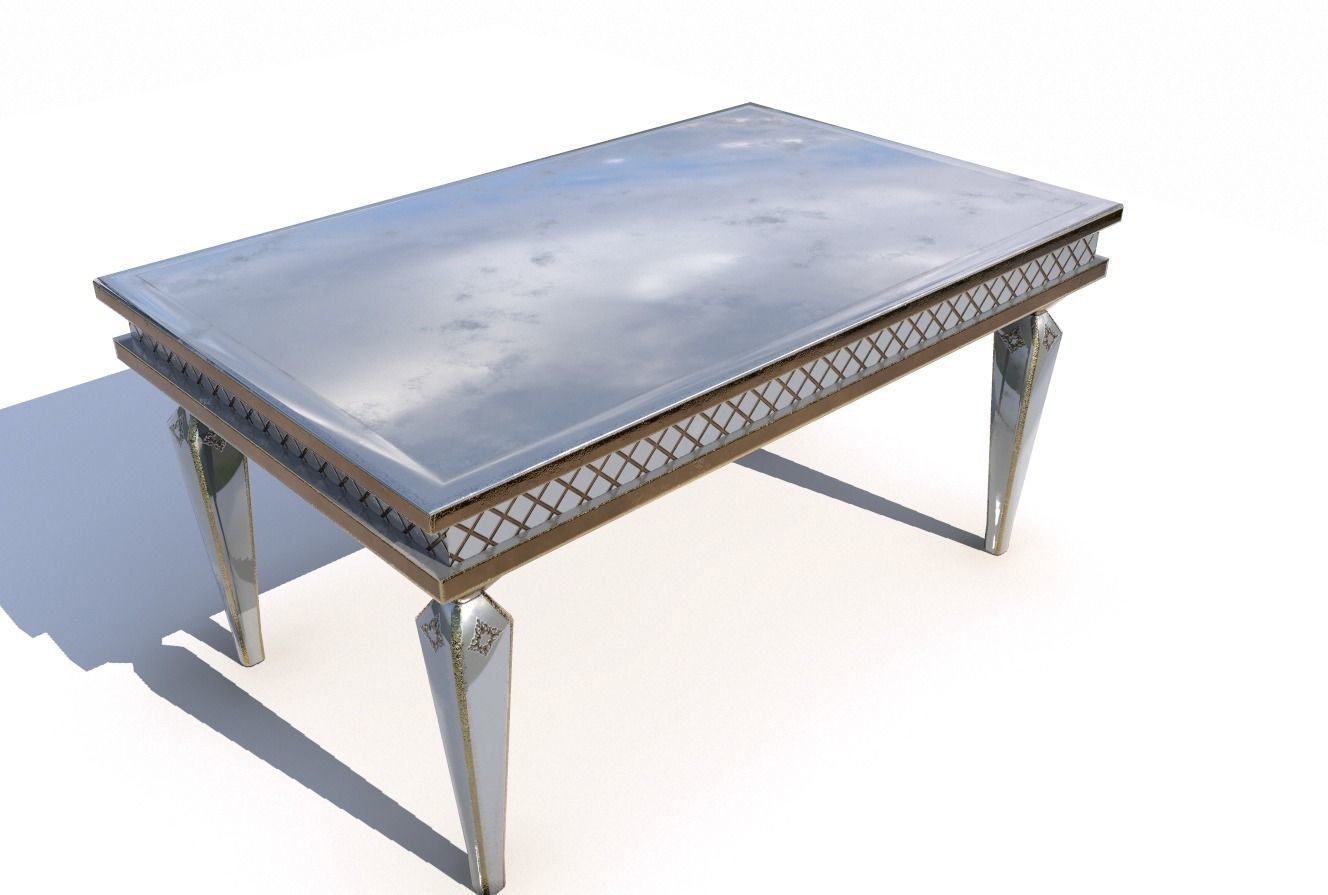 Metal dining table PBR Low-poly 3D model_2