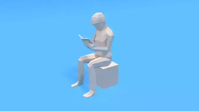 Low Poly Kid Reading a Book Low-poly 3D model