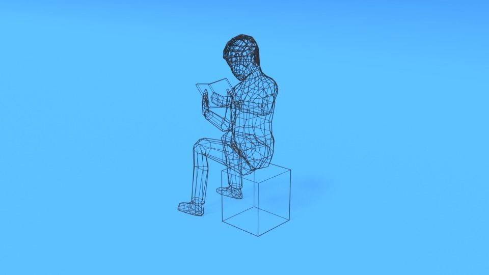 Low Poly Kid Reading a Book Low-poly 3D model_15