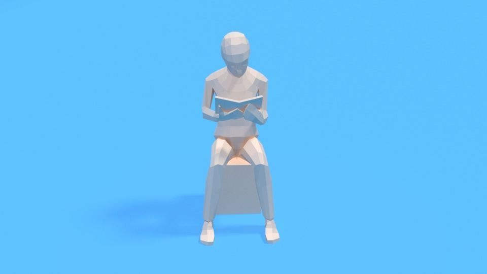 Low Poly Kid Reading a Book Low-poly 3D model_1
