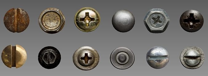 Nails and bolts Low-poly 3D model