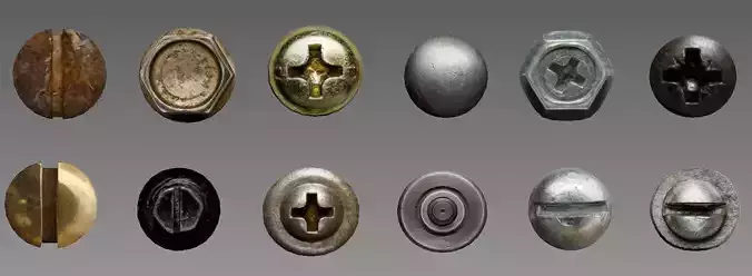 Nails and bolts Low-poly 3D model