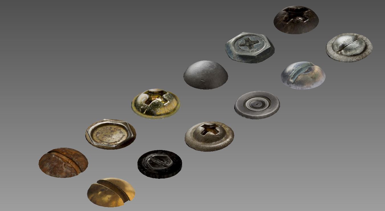 Nails and bolts Low-poly 3D model_2
