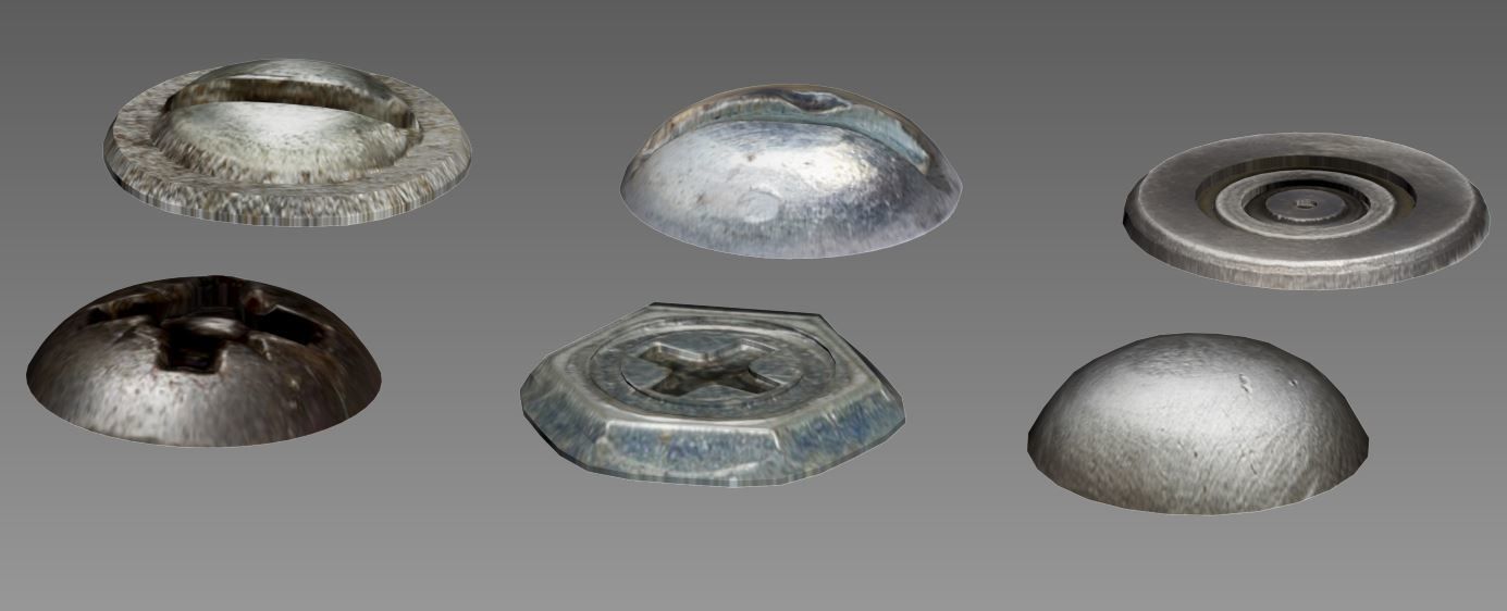 Nails and bolts Low-poly 3D model_3