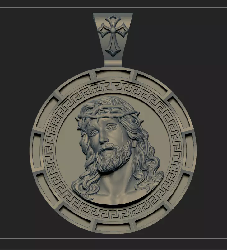 Jesus Head pendant 4 3D print model 3D print model_0