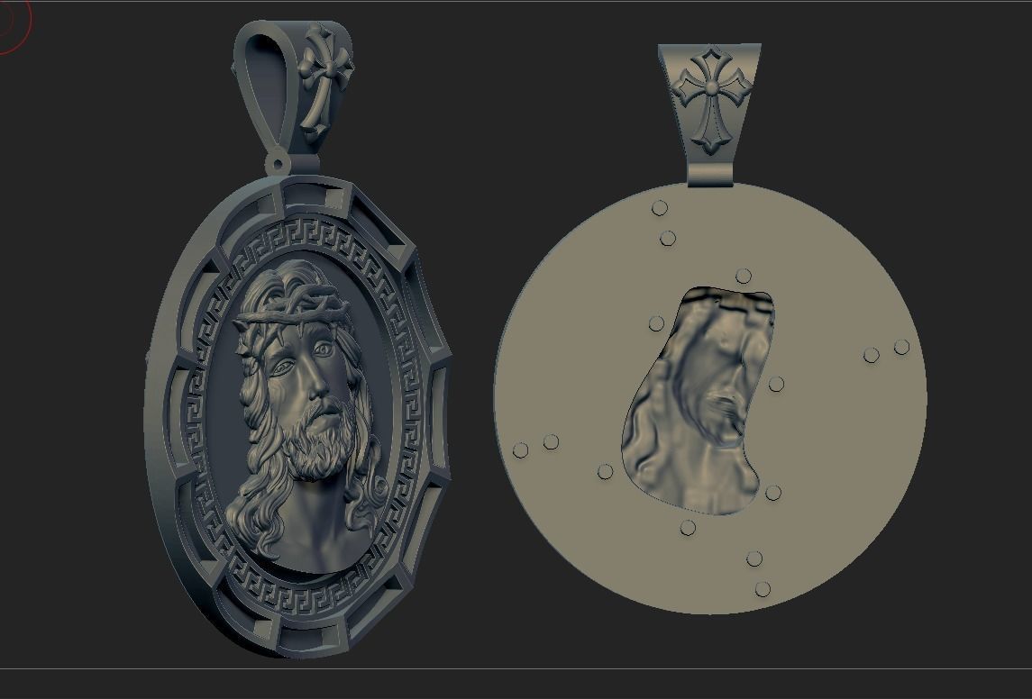 Jesus Head pendant 4 3D print model 3D print model_14