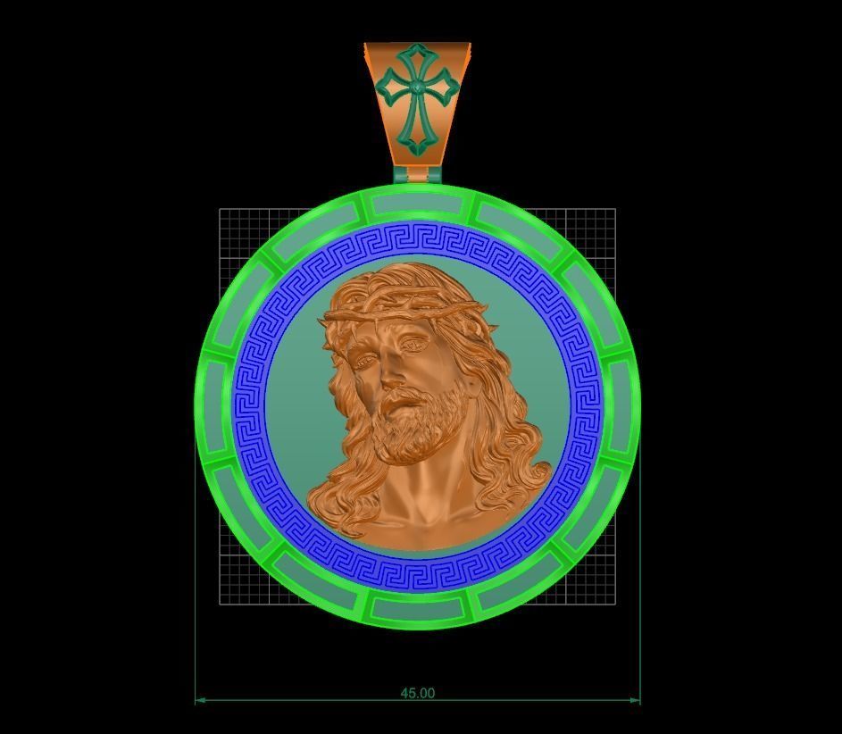 Jesus Head pendant 4 3D print model 3D print model_12