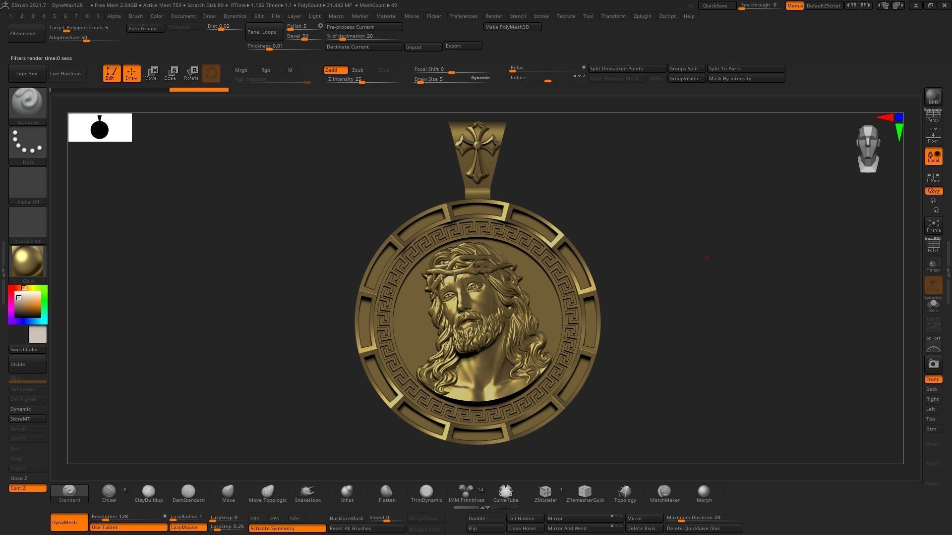 Jesus Head pendant 4 3D print model 3D print model_5