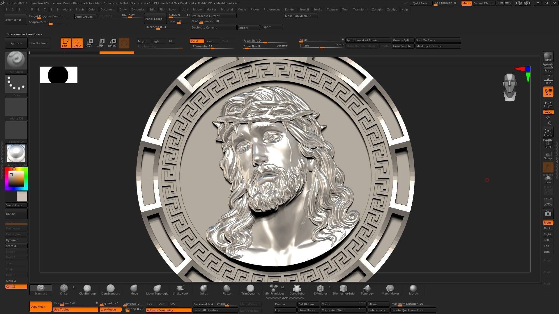 Jesus Head pendant 4 3D print model 3D print model_6