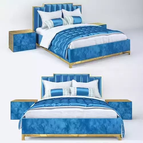 Golden blue bed 3D model