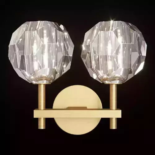 Restoration Hardware BOULE DE CRISTAL DOUBLE SCONCE Brass