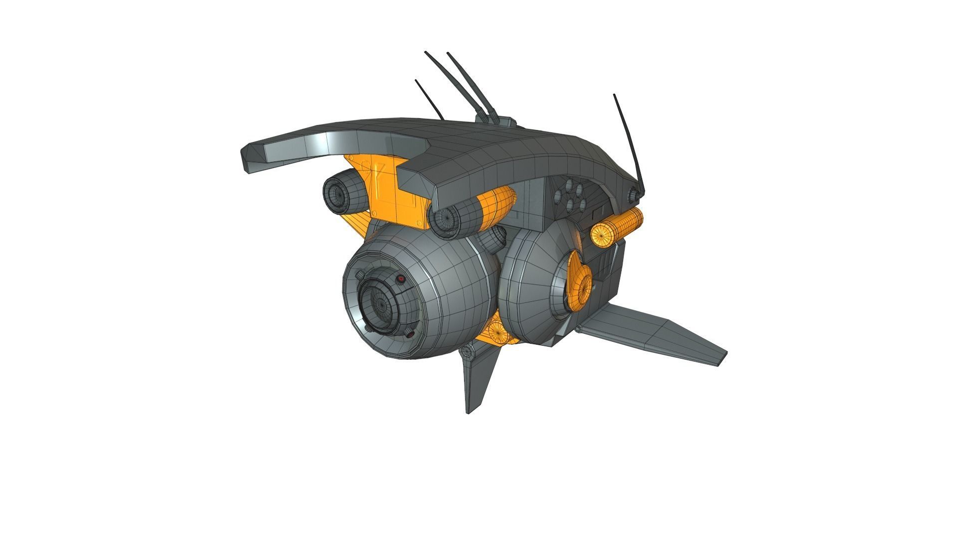 Sci-fi Drone Low-poly 3D model_12