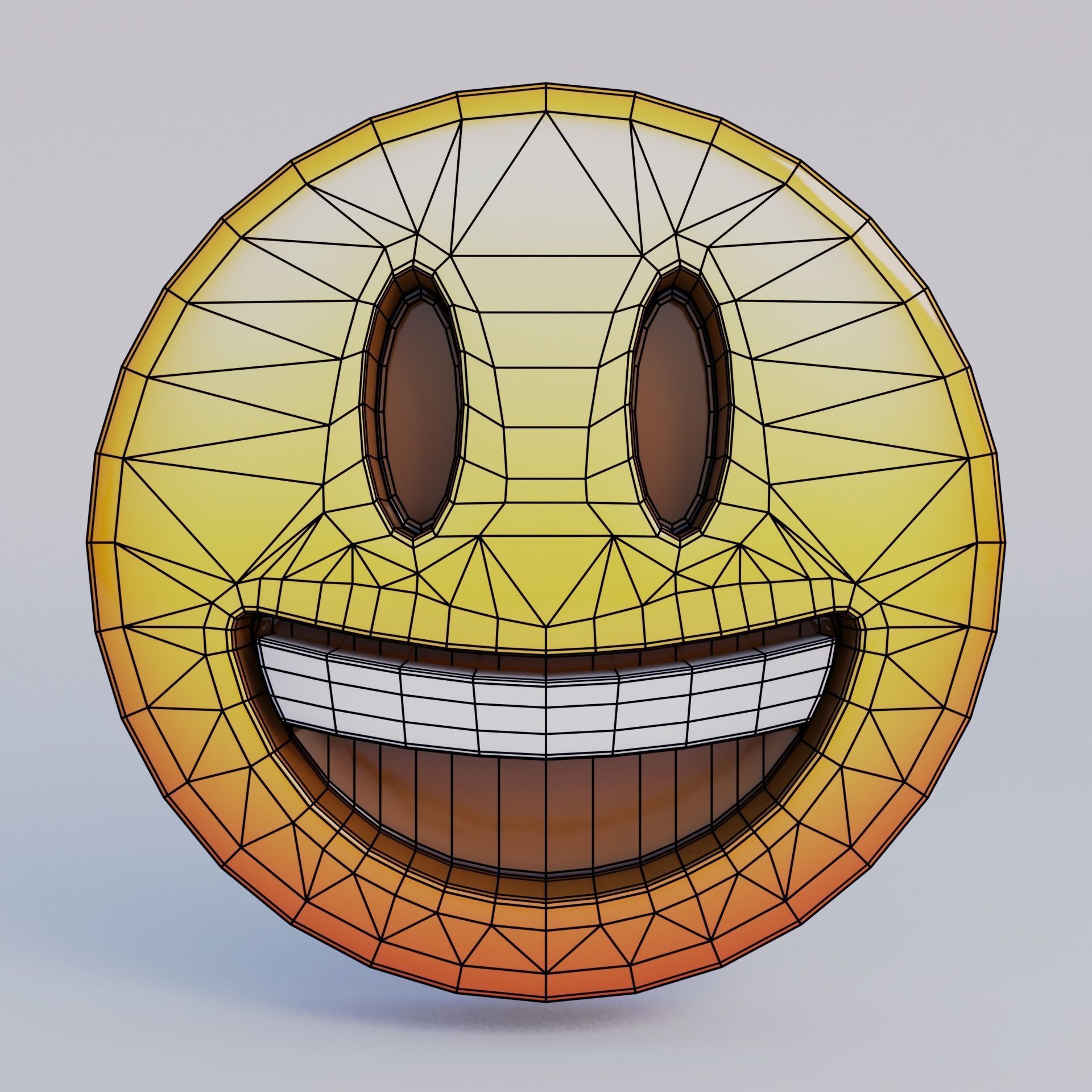 Grinning Face With Big Eyes 3D Emoji Low-poly 3D model_5