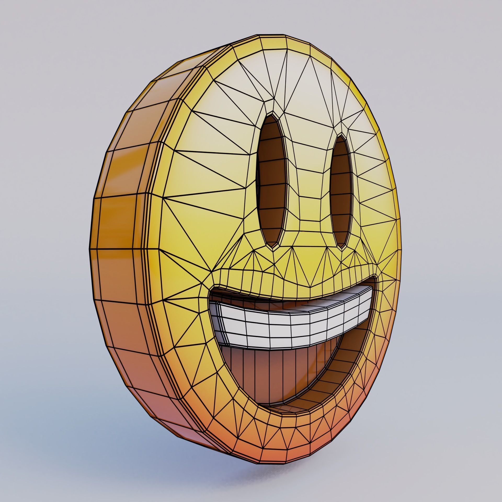 Grinning Face With Big Eyes 3D Emoji Low-poly 3D model_6