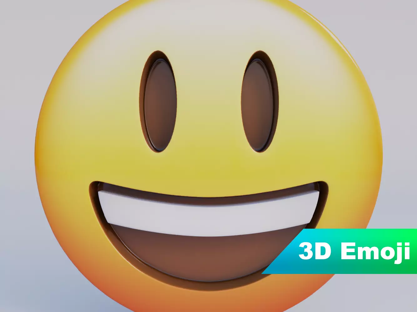 Grinning Face With Big Eyes 3D Emoji Low-poly 3D model_0