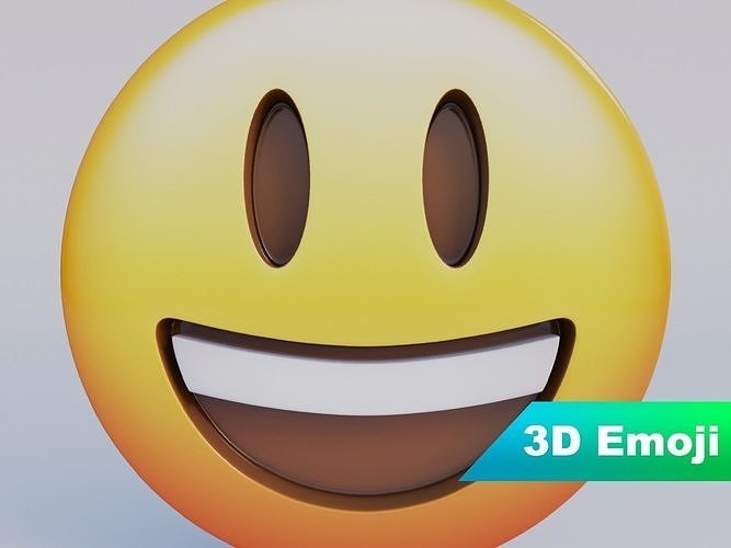 Grinning Face With Big Eyes 3D Emoji Low-poly 3D model