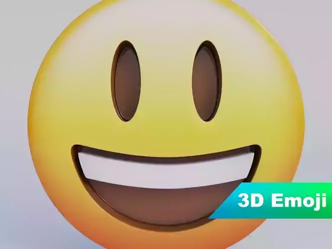 Grinning Face With Big Eyes 3D Emoji Low-poly 3D model