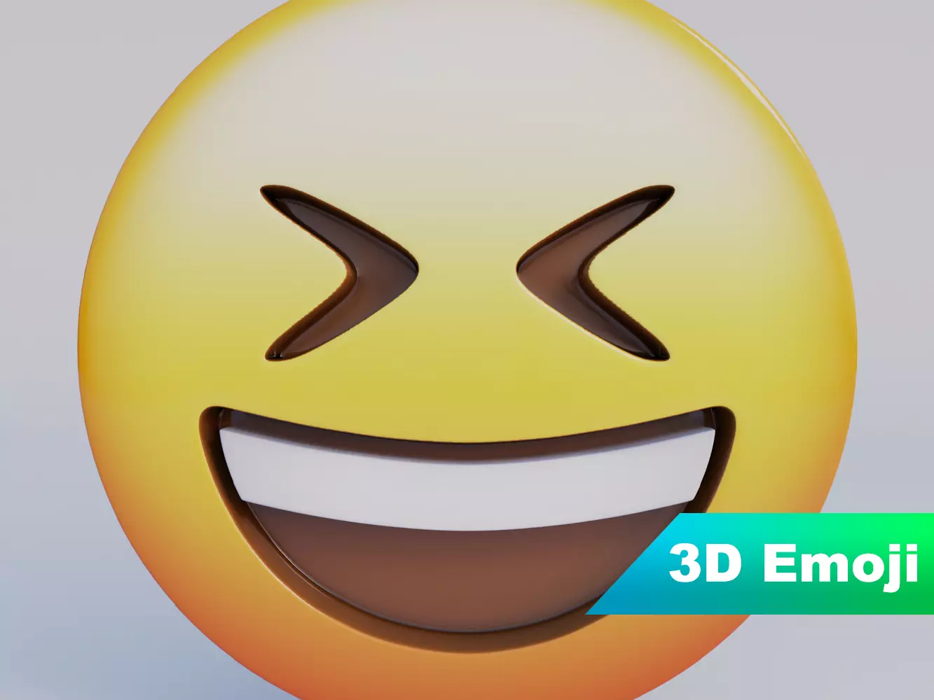 Grinning Squinting Face 3D Emoji Low-poly 3D model_0