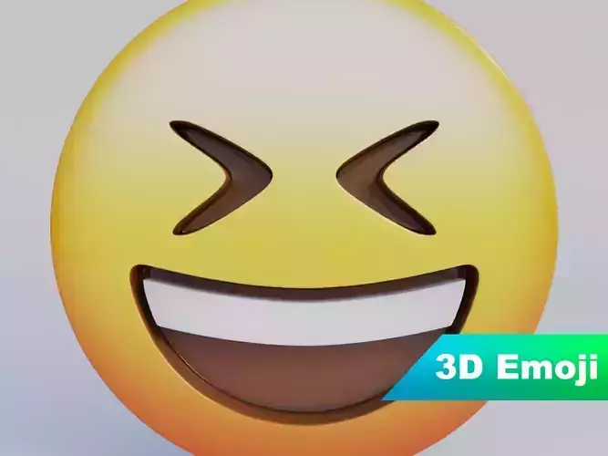 Grinning Squinting Face 3D Emoji Low-poly 3D model