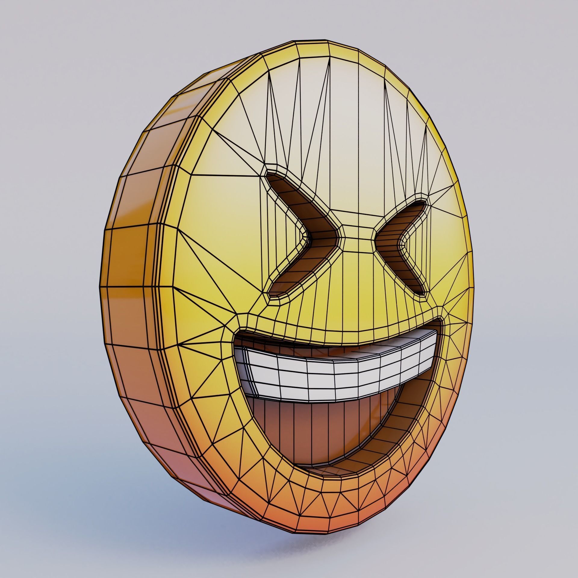 Grinning Squinting Face 3D Emoji Low-poly 3D model_6